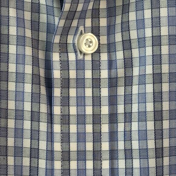 Untuckit Mens Shirt XXL Blue White Plaid Long Sleeve Business Casual Stretch - Picture 7 of 8